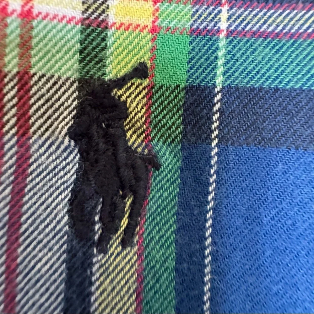 Ralph Lauren Polo Boy’s Plaid Cotton Button-Down Shirt Blue & Red Size XL 18-20